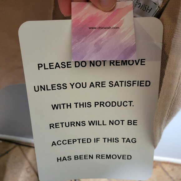 NWT CHICWISH Women's Classy Light Tan Open Front Knit Coat Cardigan - Picture 9 of 12